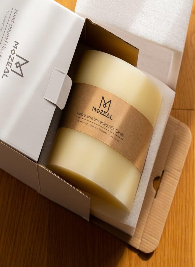 MOZEAL Extra Large 3 Wick Ivory Pillar Candle, 6" x 6", Unscented, Dripless, Smokeless, and Clean-Burning. Approx. 200 Hours of Burn Time. Perfect for Weddings, Dinners, Christmas and Home Decor - Image 3